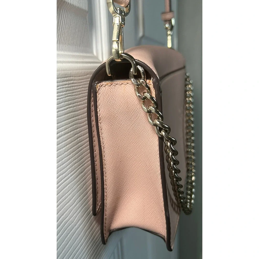 Kate Spade Laurel Way Crossbody Pink Saffiano Gunmetal Chain Shoulder Bag Purse